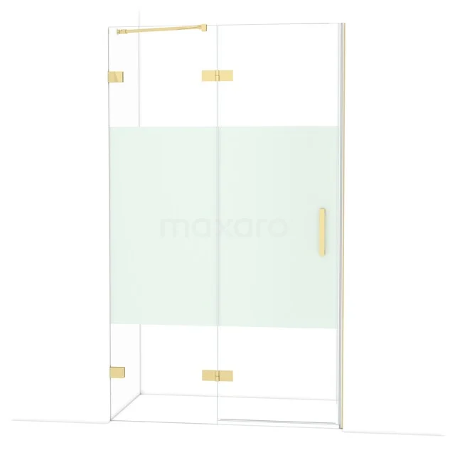 Duschkabine Gold, rechteckiges Klarglas mit Mattbereich, Badezimmeraccessoire aus Luxus Serie.