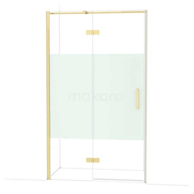 Diamond Duschtür | 120 cm Glänzendes Hellgold Klar mit matter Streifen Drehtür DDB21661313GLG Gold Duschkabine mit Glasplatten und matter Oberfläche, ideal für eine stilvolle Badezimmergestaltung.