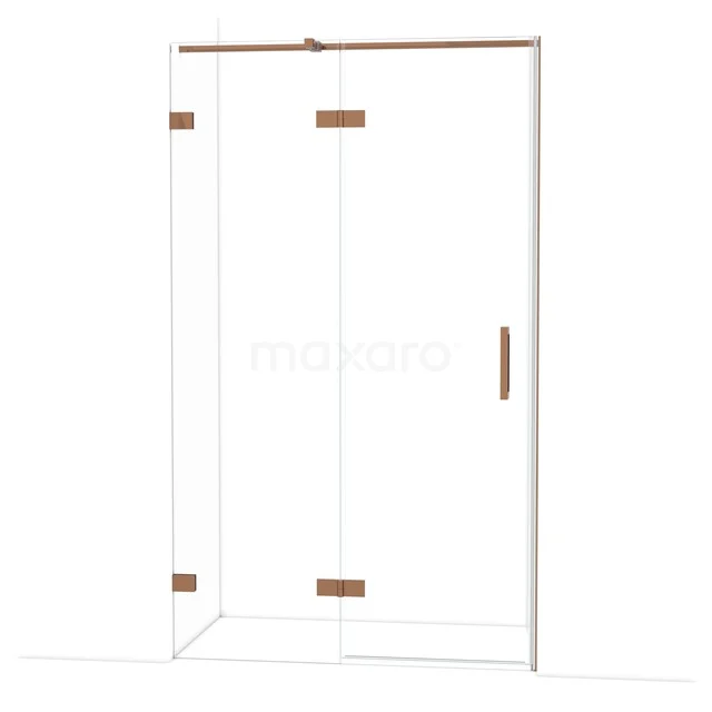 Diamond Douchedeur | 120 cm Glanzend koper Helder glas Draaideur DDB21661320GKP