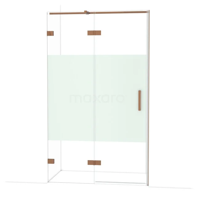 Diamond Shower door | 120 cm Glanzend koper Clear with matt strip Pivot door DDB21661323GKP Diamond Shower door | 120 cm Glanzend koper Clear with matt strip Pivot door DDB21661323GKP