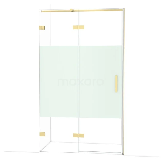 Diamond Shower door | 120 cm Glanzend lichtgoud Clear with matt strip Pivot door DDB21661323GLG Diamond Shower door | 120 cm Glanzend lichtgoud Clear with matt strip Pivot door DDB21661323GLG