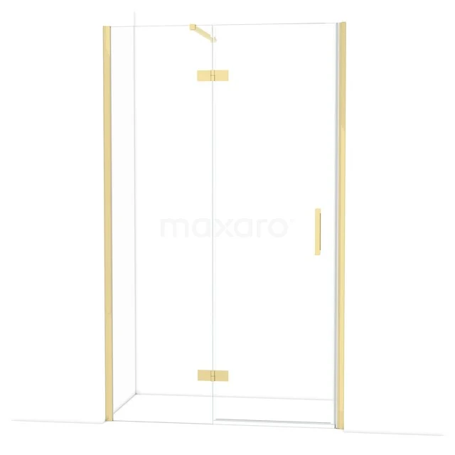 Diamond Shower door | 120 cm Glossy light gold Clear glass Pivot door DDB21662110GLG Gouden hoekdouchecabine met glasdeuren, moderne vormgeving en een strak design; perfecte eyecatcher voor elke badkamer.