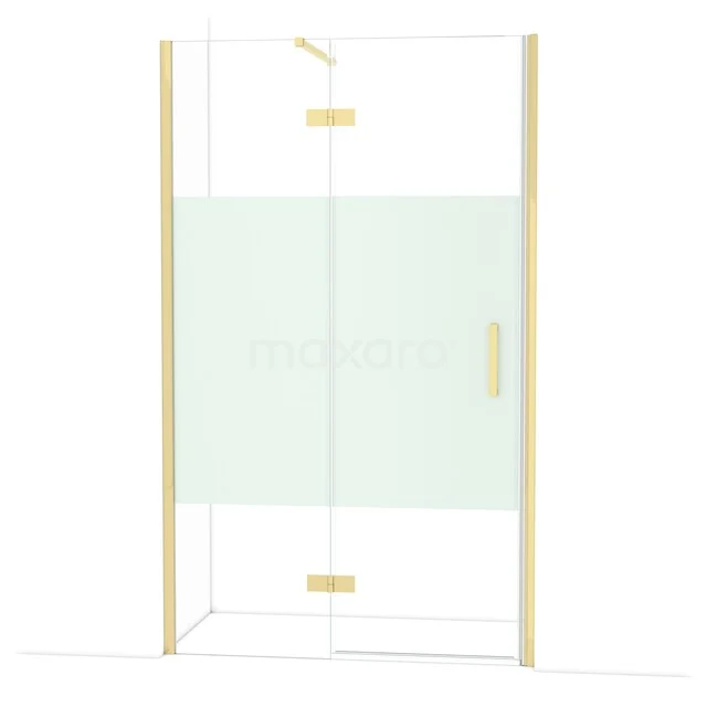 Diamond Douchedeur | 120 cm Glanzend lichtgoud Helder met matte strook Draaideur DDB21662113GLG Diamond Douchedeur | 120 cm Glanzend lichtgoud Helder met matte strook Draaideur DDB21662113GLG