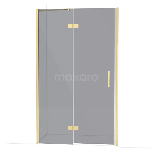 Diamond Shower door | 120 cm Shiny light gold Smoke glass Pivot door DDB21662211GLG Golden shower door made of glass with hinges and handle, perfect for a stylish bathroom.