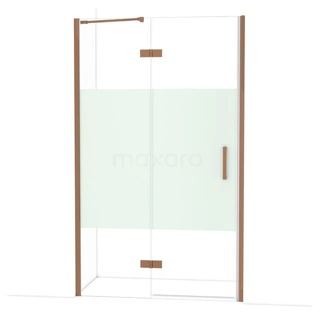 Diamond Douchedeur | 120 cm Glanzend koper Helder met matte strook Draaideur DDB21662213GKP Diamond Douchedeur | 120 cm Glanzend koper Helder met matte strook Draaideur DDB21662213GKP