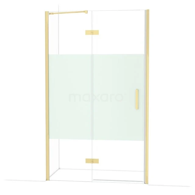 Diamond Douchedeur | 120 cm Glanzend lichtgoud Helder met matte strook Draaideur DDB21662213GLG