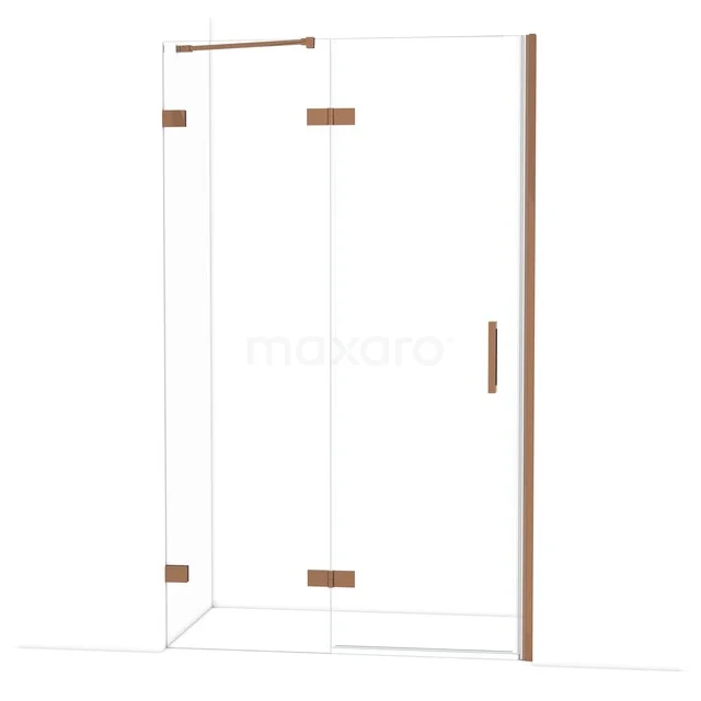 Diamond Shower door | 120 cm Shiny copper Clear glass Pivot door DDB21662220GKP Glazen douchecabine met koperkleurige scharnieren en deur, modern design perfect voor elke stijlvolle badkamer.