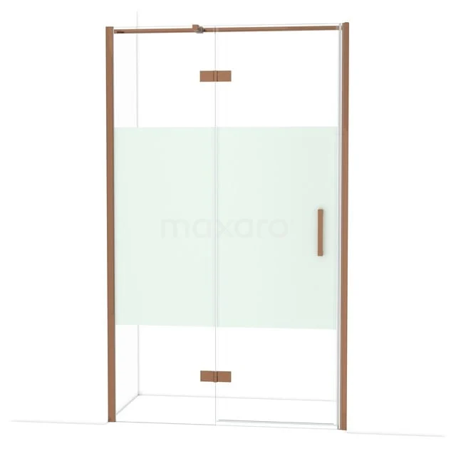 Diamond Shower door | 120 cm Glanzend koper Clear with matt strip Pivot door DDB21662313GKP Diamond Shower door | 120 cm Glanzend koper Clear with matt strip Pivot door DDB21662313GKP