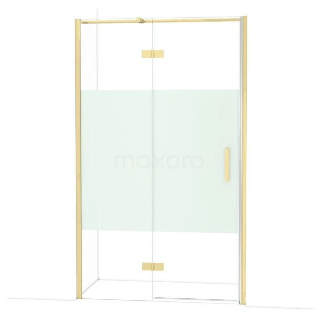 Glas Duschkabine mit goldfarbenem Rahmen, mattem Glaspaneel und schlankem Design für ein modernes Badezimmer.