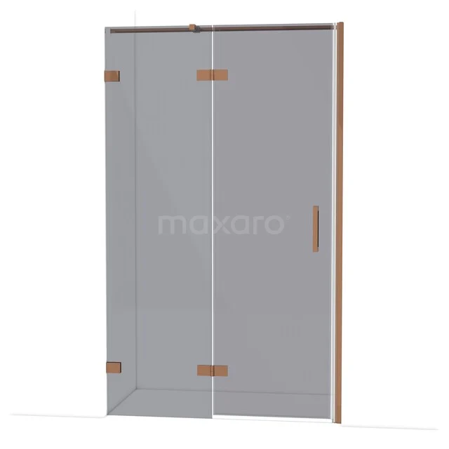 Diamond Douchedeur | 120 cm Glanzend koper Rookglas Draaideur DDB21662321GKP