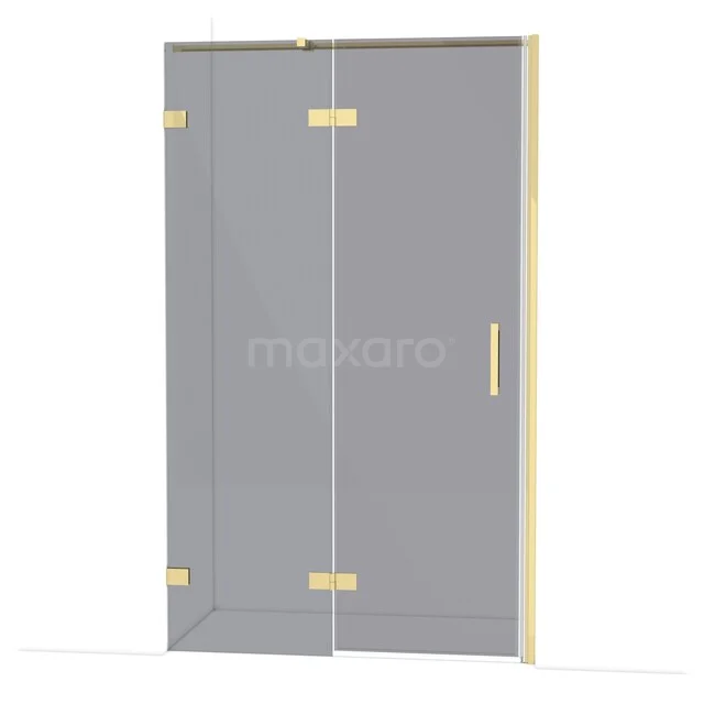 Diamond Shower door | 120 cm Glanzend lichtgoud Smoke glass Pivot door DDB21662321GLG