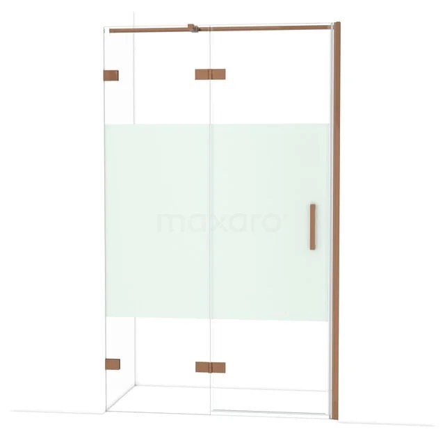 Diamond Shower door | 120 cm Glanzend koper Clear with matt strip Pivot door DDB21662323GKP Diamond Shower door | 120 cm Glanzend koper Clear with matt strip Pivot door DDB21662323GKP