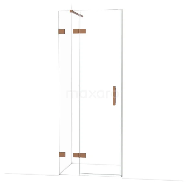 Diamond Douchedeur | 80 cm Glanzend koper Helder glas Draaideur DDB22351120GKP