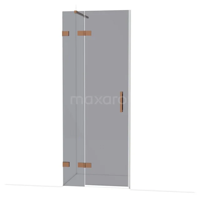 Diamond Douchedeur | 80 cm Glanzend koper Rookglas Draaideur DDB22351121GKP