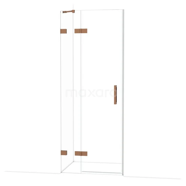 Diamond Douchedeur | 80 cm Glanzend koper Helder glas Draaideur DDB22351220GKP