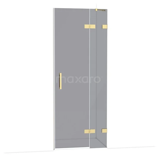 Diamond Shower door | 80 cm Glanzend lichtgoud Smoke glass Pivot door DDB22351221GLG