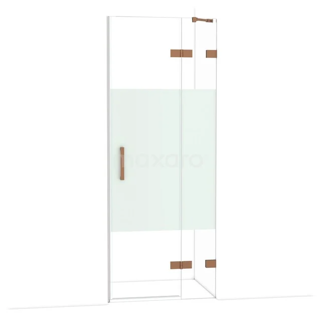 Diamond Douchedeur | 80 cm Glanzend koper Helder met matte strook Draaideur DDB22351223GKP Diamond Douchedeur | 80 cm Glanzend koper Helder met matte strook Draaideur DDB22351223GKP