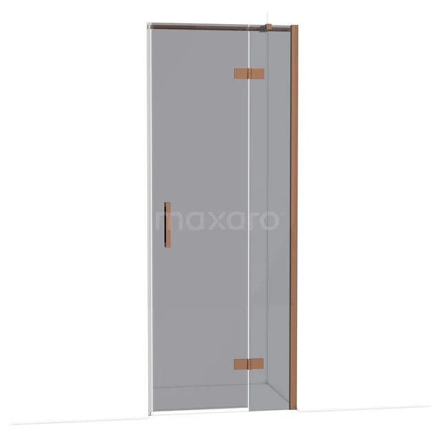 Duschtür mit satiniertem Glas und Holzelementen, ideal für ein stilvolles und modernes Badezimmer.