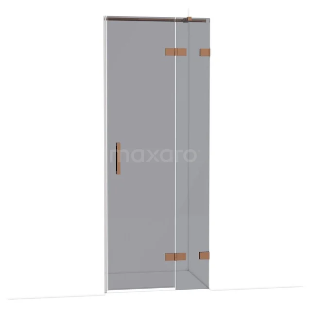 Diamond Shower door | 80 cm Shiny copper Smoke glass Pivot door DDB22351321GKP Mat glazen douchedeur met zilverkleurige scharnieren, rechthoekig design en modern handvat, ideaal voor een stijlvolle badkamer.