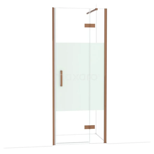 Diamond Shower door | 80 cm Glanzend koper Clear with matt strip Pivot door DDB22352113GKP Diamond Shower door | 80 cm Glanzend koper Clear with matt strip Pivot door DDB22352113GKP