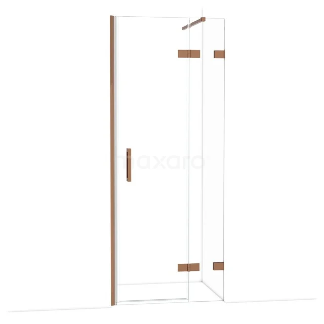 Diamond Duschtür | 80 cm Glänzendes Kupfer Klarglas Drehtür DDB22352120GKP Duschtür mit Eckdrehung, transparentem Glas und kupferfarbenen Akzenten, ideal für eine moderne Badezimmer Einrichtung.