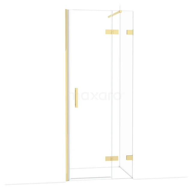Diamond Douchedeur | 80 cm Glanzend lichtgoud Helder glas Draaideur DDB22352120GLG