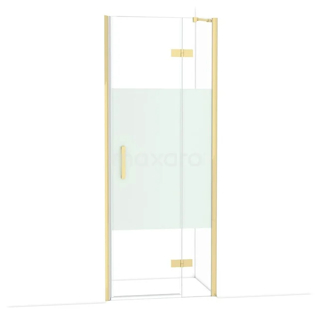 Diamond Shower door | 80 cm Glanzend lichtgoud Clear with matt strip Pivot door DDB22352213GLG Diamond Shower door | 80 cm Glanzend lichtgoud Clear with matt strip Pivot door DDB22352213GLG
