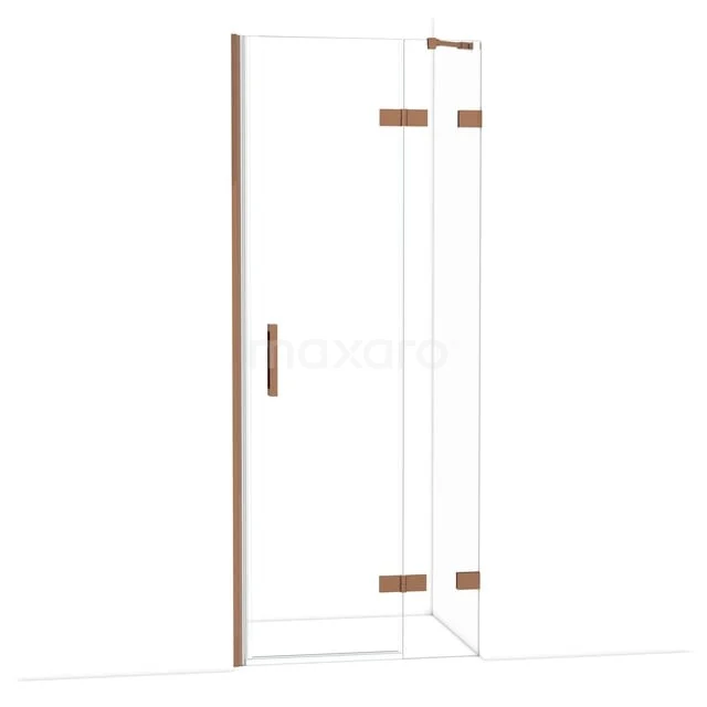 Glasene Duschtür mit einem bronzefarbenen Rahmen und Haltegriff, Ideelux-Serie, perfekt für eine moderne Badezimmerafarbeitung.