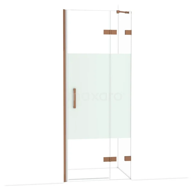 Glas Duschtür mit Mattglas, Messingverarbeitung und modernem Design, perfekt für eine stilvolle Badezimmer Einrichtung.