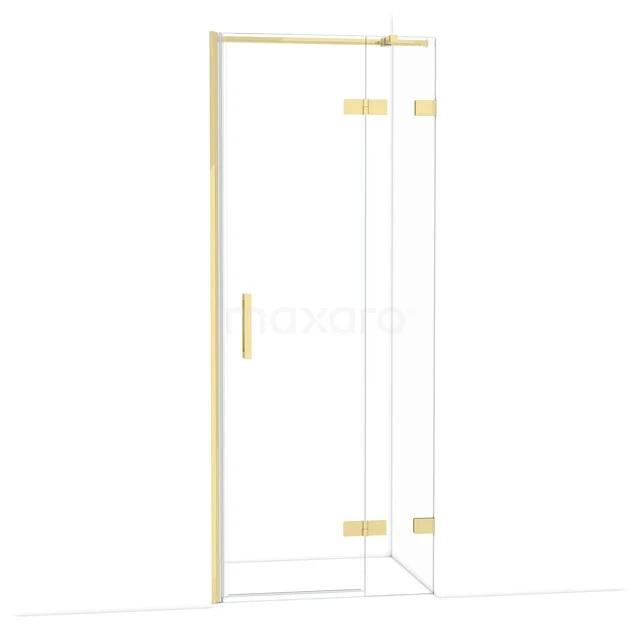 Diamond Douchedeur | 80 cm Glanzend lichtgoud Helder glas Draaideur DDB22352320GLG