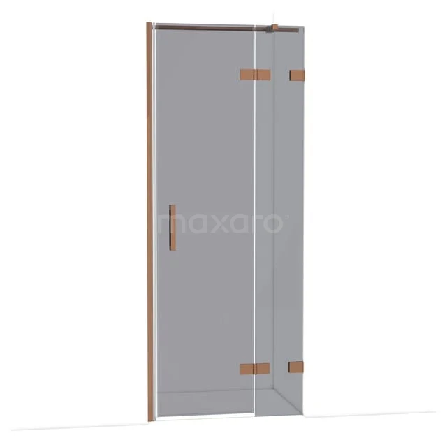 Diamond Duschtür | 80 cm Glänzendes Kupfer Rauchglas Drehtür DDB22352321GKP Glasdouchedeur mit matt schwarzem Haltegriff, minimalistisches Design, ideal für moderne Badezimmergestaltung.