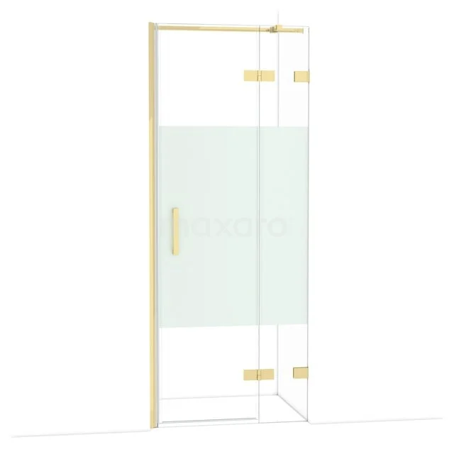 Diamond Shower door | 80 cm Glanzend lichtgoud Clear with matt strip Pivot door DDB22352323GLG Diamond Shower door | 80 cm Glanzend lichtgoud Clear with matt strip Pivot door DDB22352323GLG