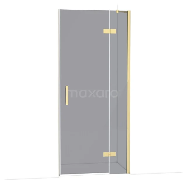 Diamond Shower door | 90 cm Glanzend lichtgoud Smoke glass Pivot door DDB22361211GLG