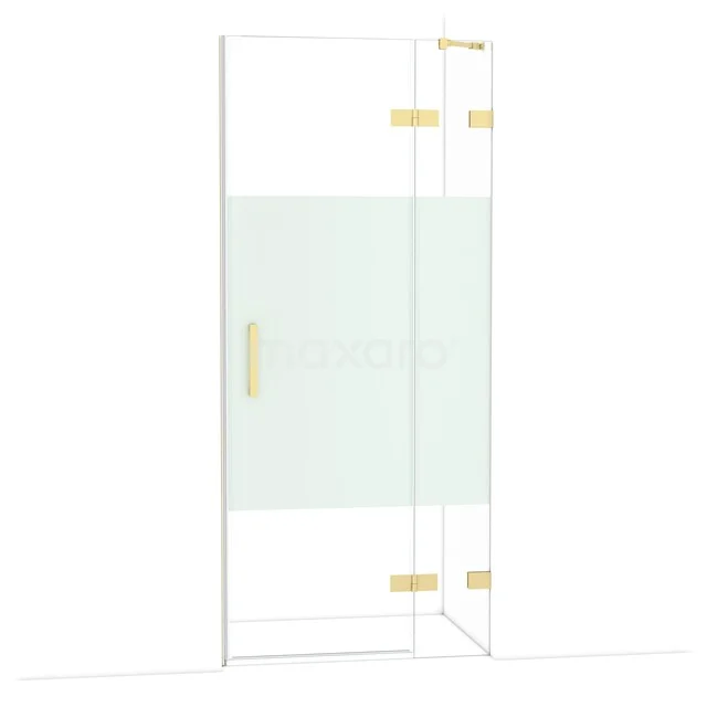 Diamond Shower door | 90 cm Glanzend lichtgoud Clear with matt strip Pivot door DDB22361223GLG Diamond Shower door | 90 cm Glanzend lichtgoud Clear with matt strip Pivot door DDB22361223GLG