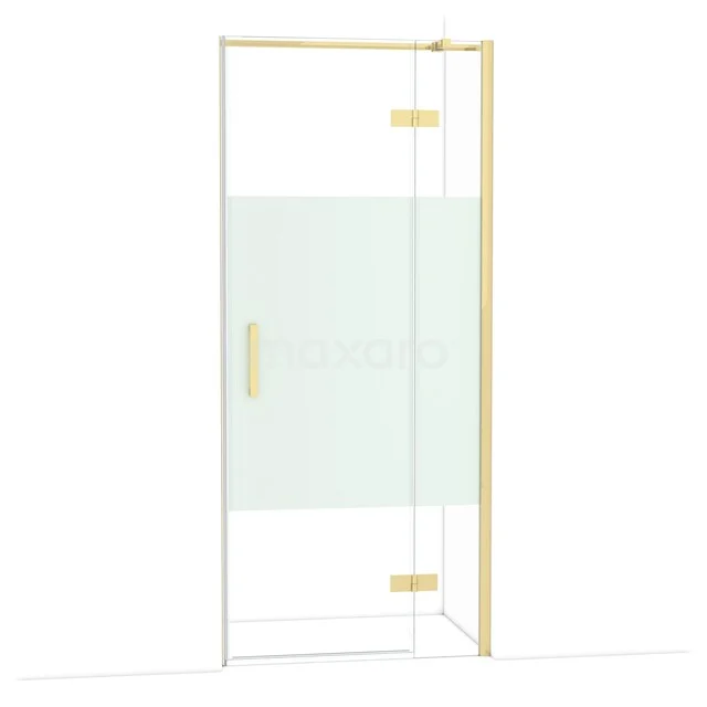 GlasduschTür mit matten Goldakzenten und transparentem Paneel, ideal für eine stilvolle moderne Badezimmer Einrichtung.