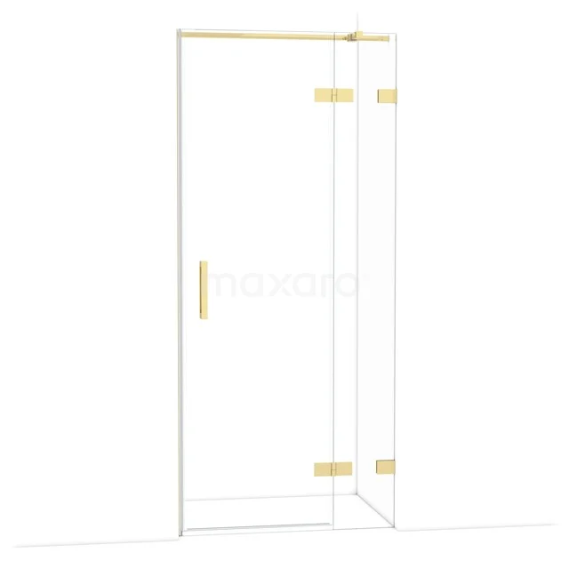 Diamant-Duschtüren DDB22361320GLG Glas Dusche Tür, Klarglas mit goldfarbenen Scharnieren und Haltegriff, ideal für stilvolle Badezimmergestaltung.