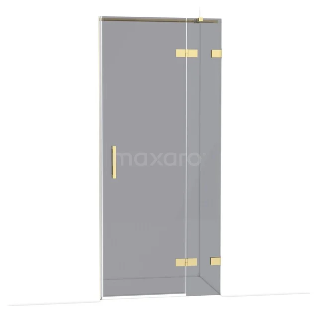 Diamond Shower door | 90 cm Glanzend lichtgoud Smoke glass Pivot door DDB22361321GLG Diamond Shower door | 90 cm Glanzend lichtgoud Smoke glass Pivot door DDB22361321GLG