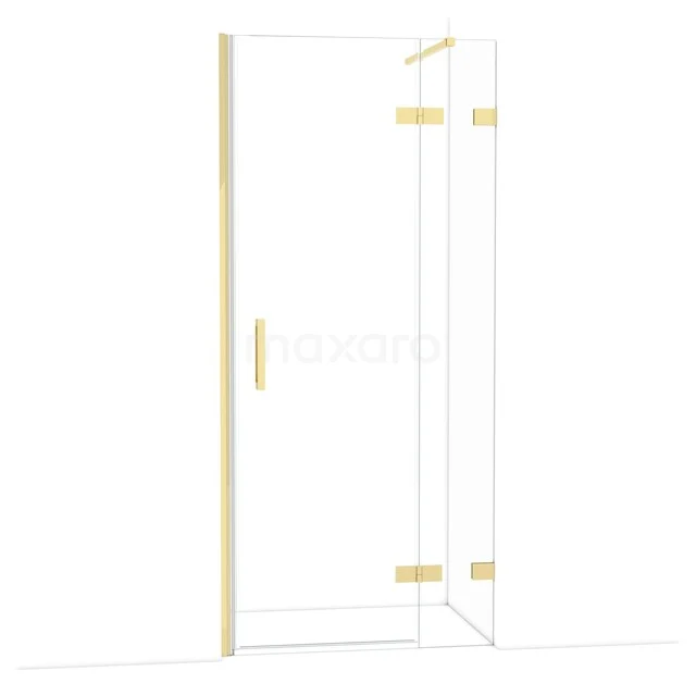 Diamond Douchedeur | 90 cm Glanzend lichtgoud Helder glas Draaideur DDB22362120GLG