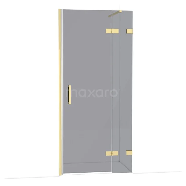 Diamond Douchedeur | 90 cm Glanzend lichtgoud Rookglas Draaideur DDB22362121GLG