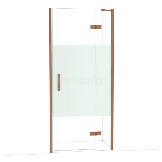 Diamond Douchedeur | 90 cm Glanzend koper Helder met matte strook Draaideur DDB22362213GKP