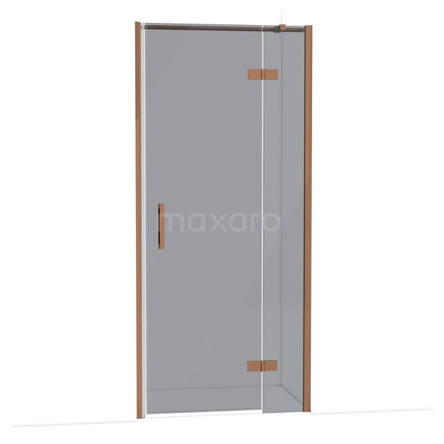 Diamond Douchedeur | 90 cm Glanzend koper Rookglas Draaideur DDB22362311GKP