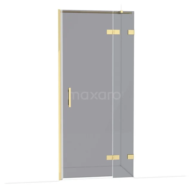 Diamond Douchedeur | 90 cm Glanzend lichtgoud Rookglas Draaideur DDB22362321GLG