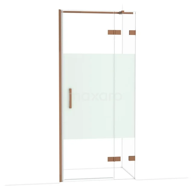 Diamond Shower door | 90 cm Glanzend koper Clear with matt strip Pivot door DDB22362323GKP