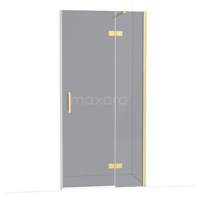 Glazen douchedeur met goudkleurige hoekprofielen, stijlvol en modern design voor een luxe badkamer.