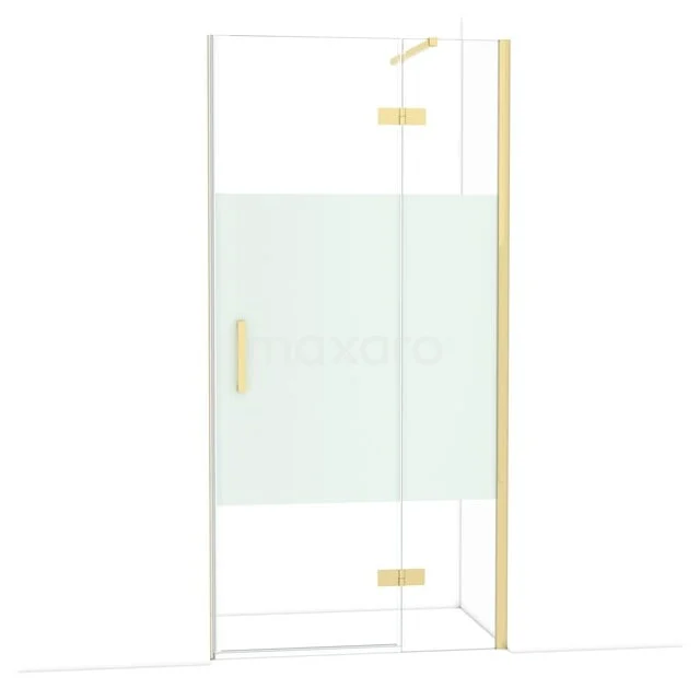 Diamond Shower door | 100 cm Glanzend lichtgoud Clear with matt strip Pivot door DDB22461113GLG Diamond Shower door | 100 cm Glanzend lichtgoud Clear with matt strip Pivot door DDB22461113GLG