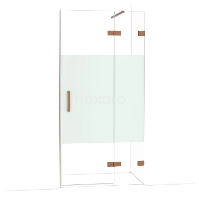 Diamond Douchedeur | 100 cm Glanzend koper Helder met matte strook Draaideur DDB22461123GKP Diamond Douchedeur | 100 cm Glanzend koper Helder met matte strook Draaideur DDB22461123GKP