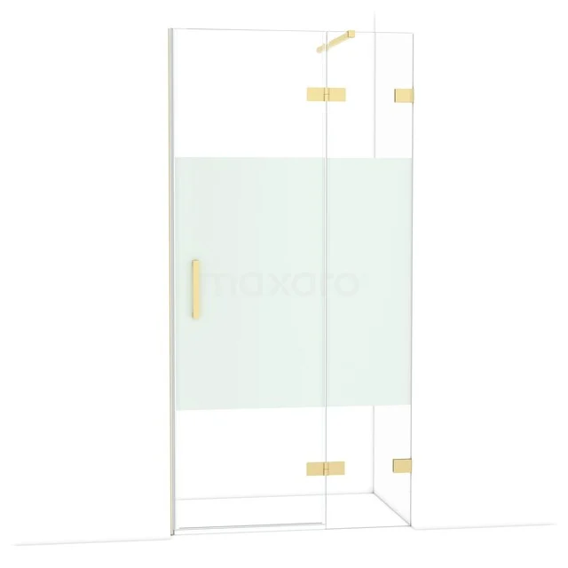 Diamond Douchedeur | 100 cm Glanzend lichtgoud Helder met matte strook Draaideur DDB22461123GLG Diamond Douchedeur | 100 cm Glanzend lichtgoud Helder met matte strook Draaideur DDB22461123GLG