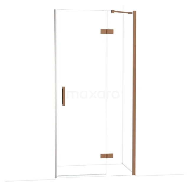 Diamond Douchedeur | 100 cm Glanzend koper Helder glas Draaideur DDB22461210GKP