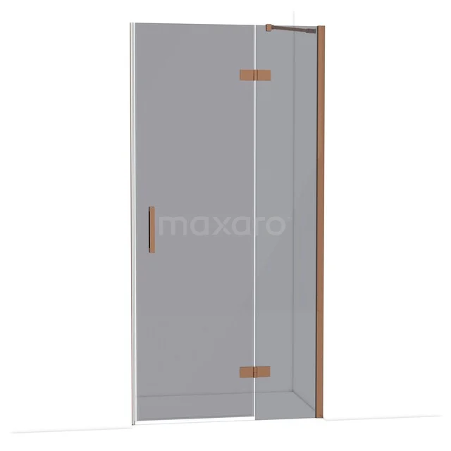 GlasduschTür mit matten Messingscharnieren und Haltegriff, straffes Design für moderne Bäder.