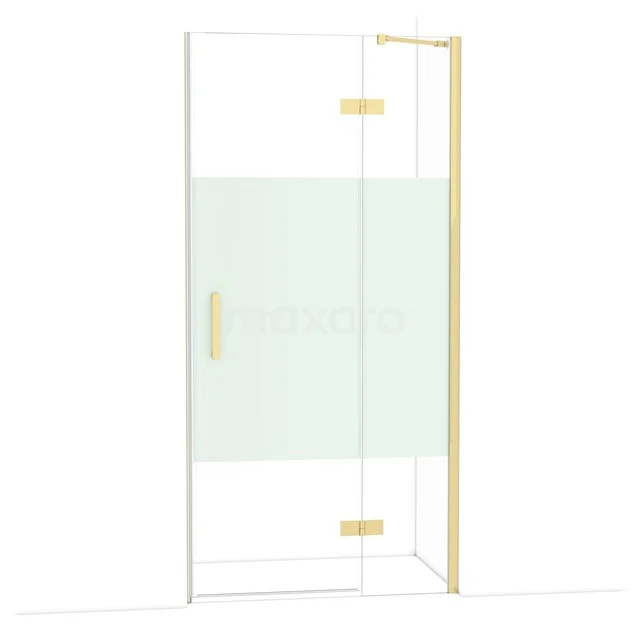 Diamond Shower door | 100 cm Glanzend lichtgoud Clear with matt strip Pivot door DDB22461213GLG